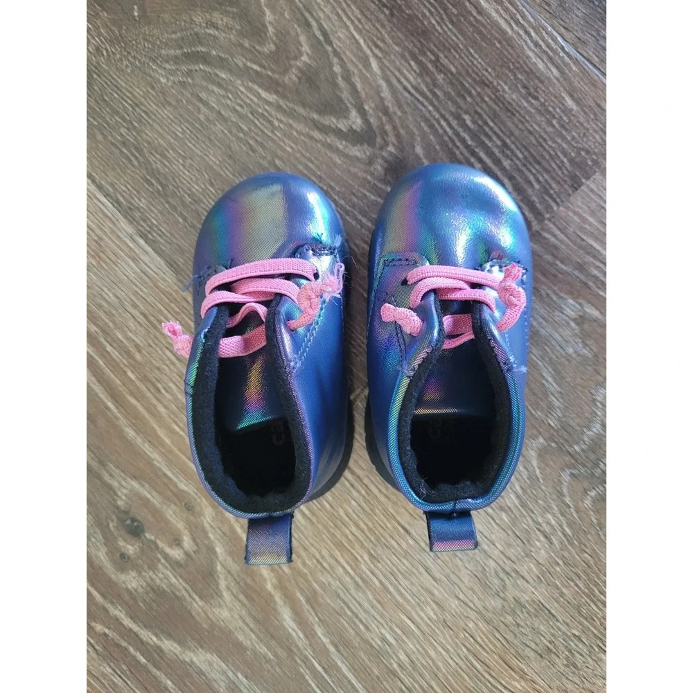 Carter's Baby Girls Iridescent Heart High Top Boots Purple Pink 3 #5